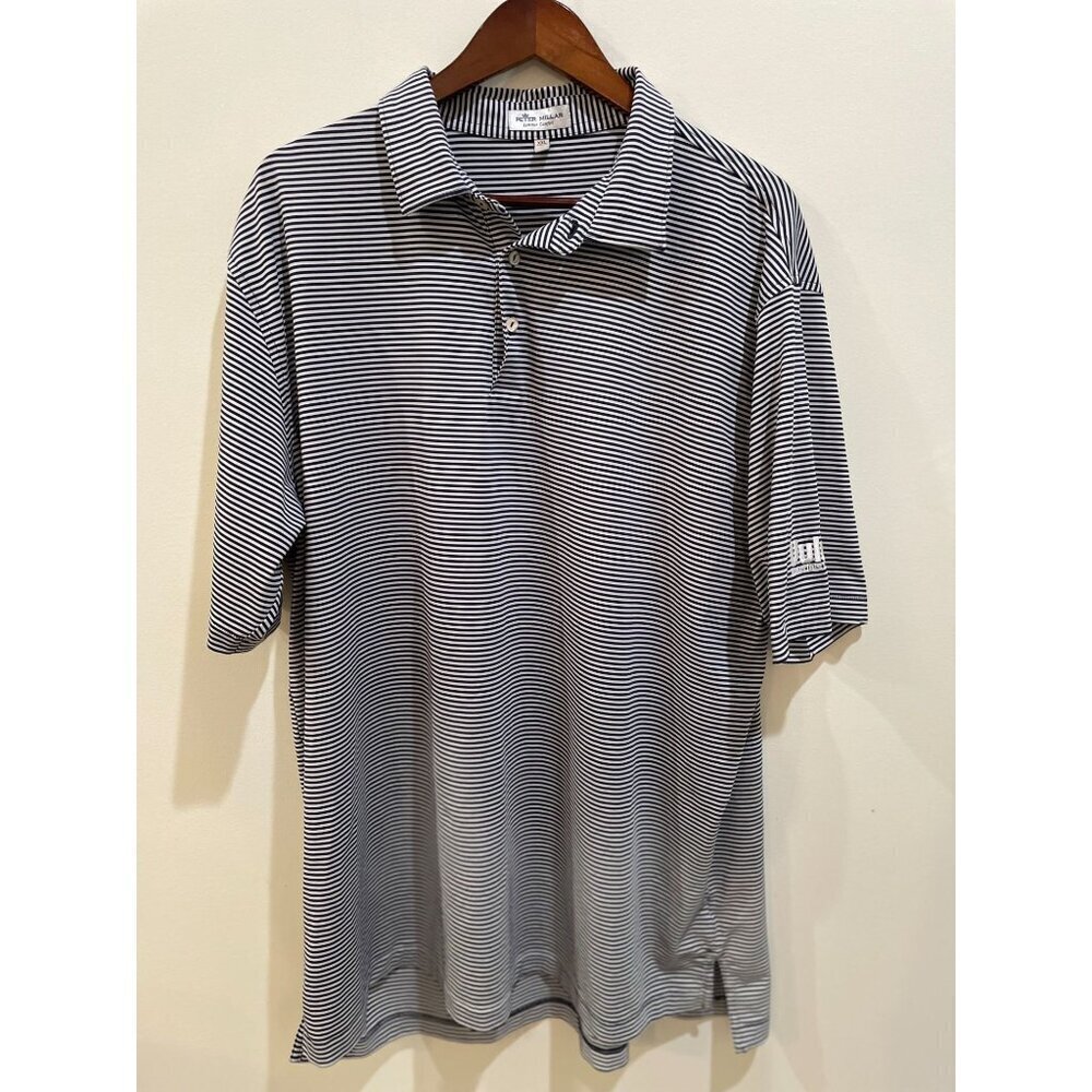 Peter Millar Men's XXL Striped Polo Shirt Summer Comfort Navy & White